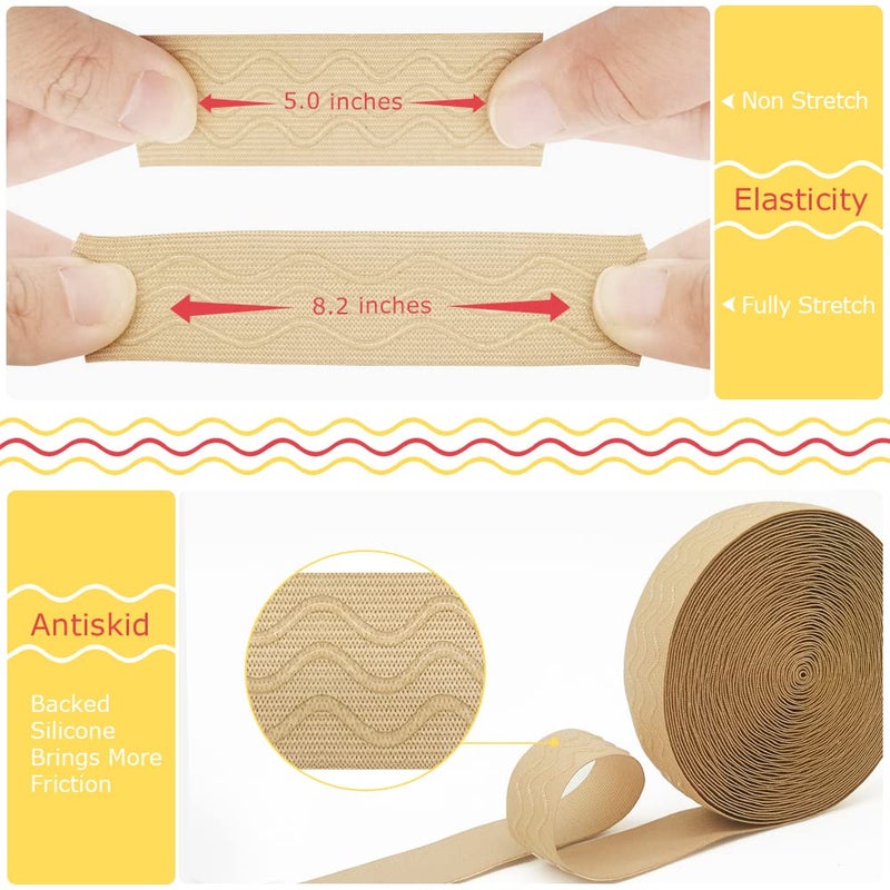 SmiLife Silicone Gripper Elastic Band for Sewing  Beige  1.05 Inches x 12 Yards - Image 4